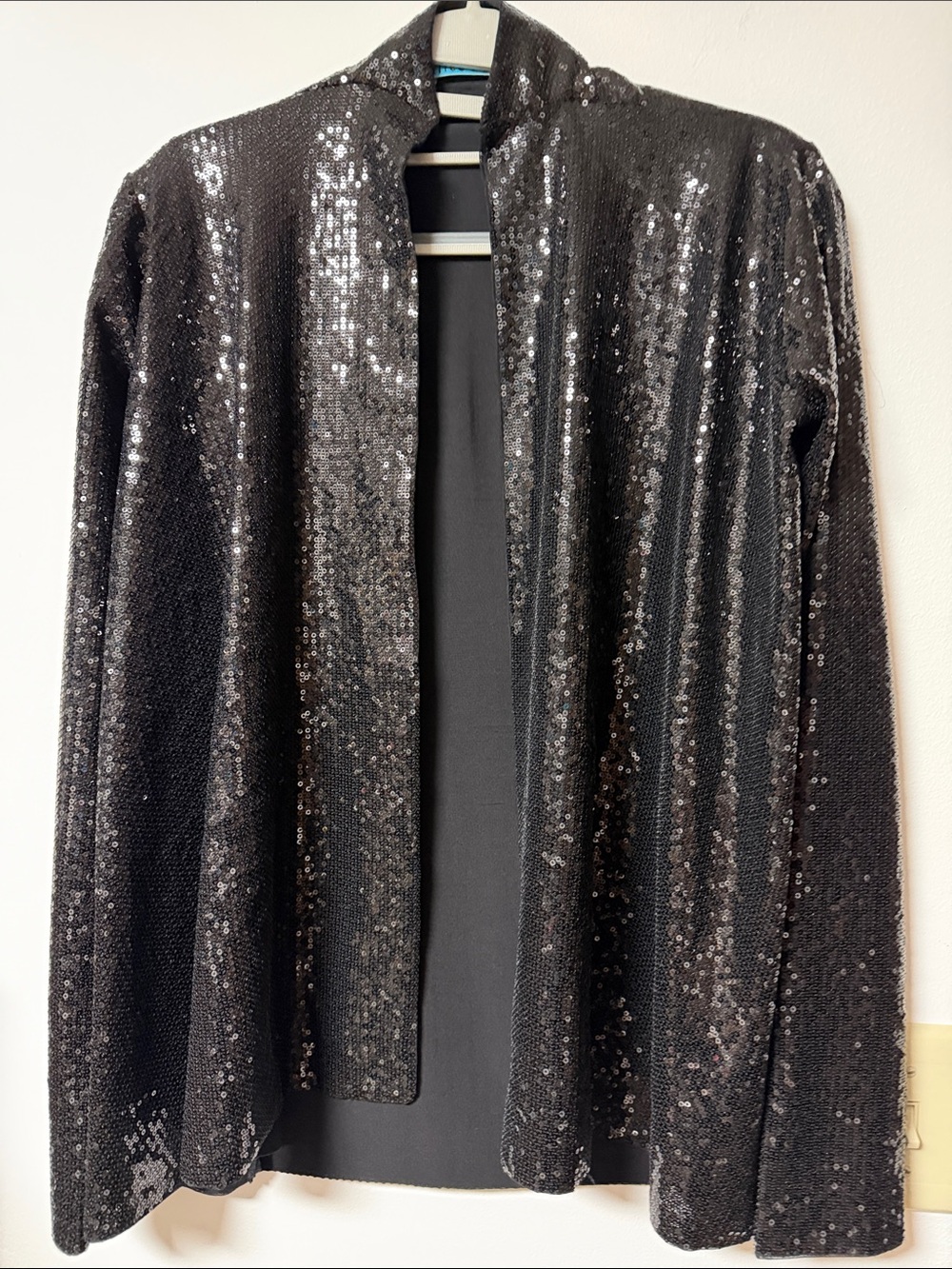 Alice + Olivia Black Sequin Open-Edge Jacket